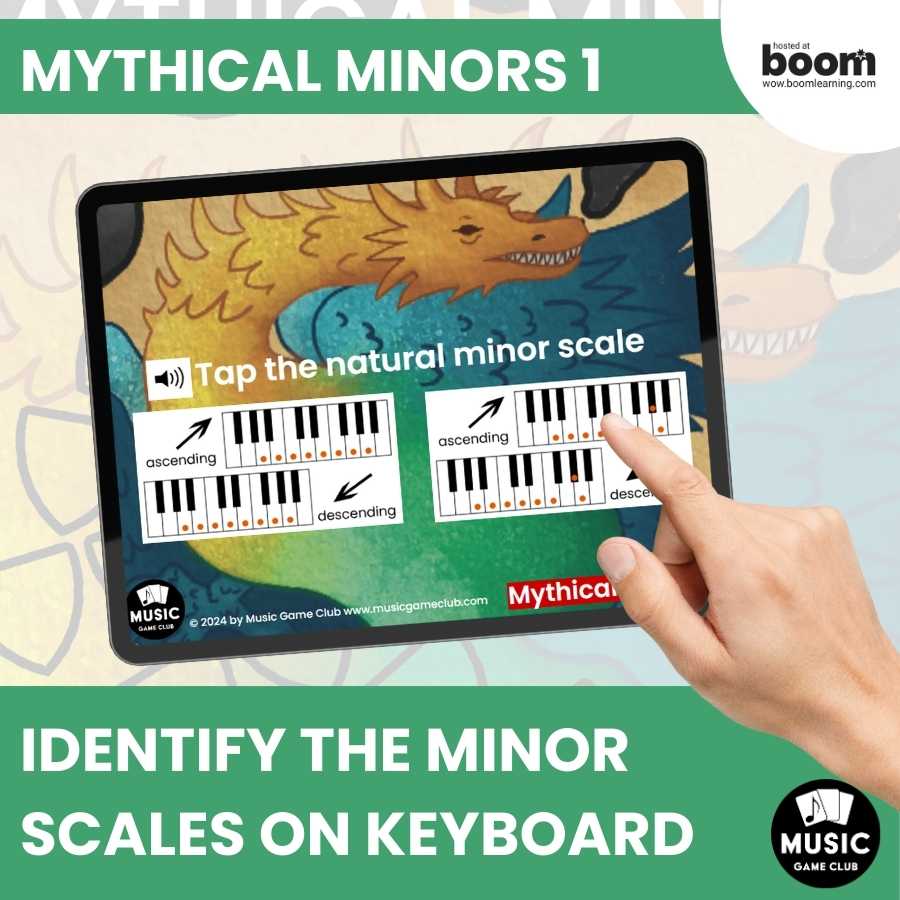 Identify Minor Scales on Keyboard Boom™ Cards Digital Music Game (Mythical Minors 1)