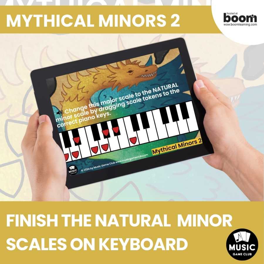 Natural Minor Scales on Keyboard Boom™ Cards Digital Music Game (Mythical Minors 2)