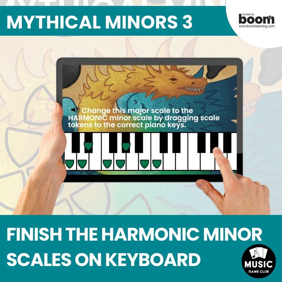 Harmonic Minor Scales on Keyboard  Boom™ Cards Digital Music Game (Mythical Minors 3)