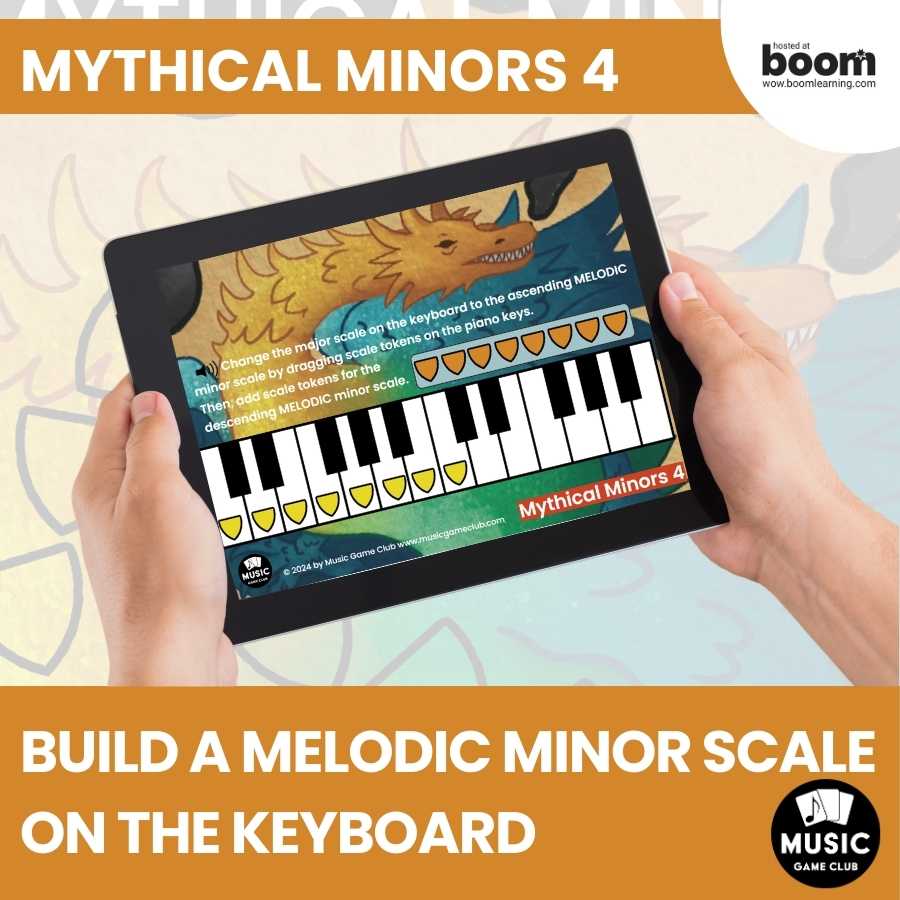 Melodic Minor Scales on Keyboard  Boom™ Cards Digital Music Game  (Mythical Minors 4)