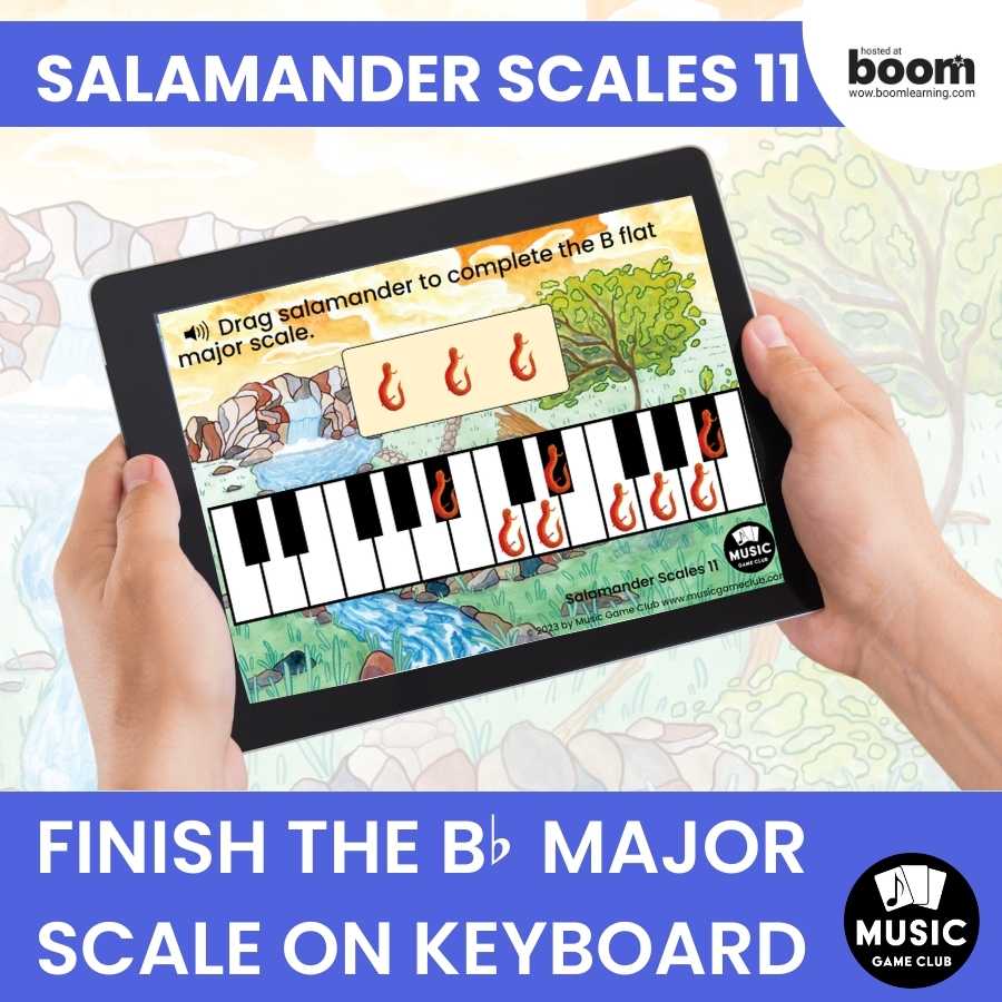 Finish the B-Flat Major Scale on Keyboard Boom™ Cards Digital Music Game (Salamander Scales 11)