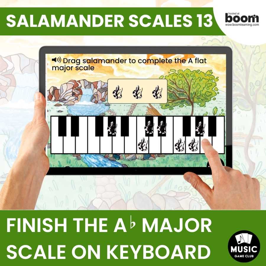 Finish the A-Flat Major Scale on Keyboard Boom™ Cards Digital Music Game (Salamander Scales 13)