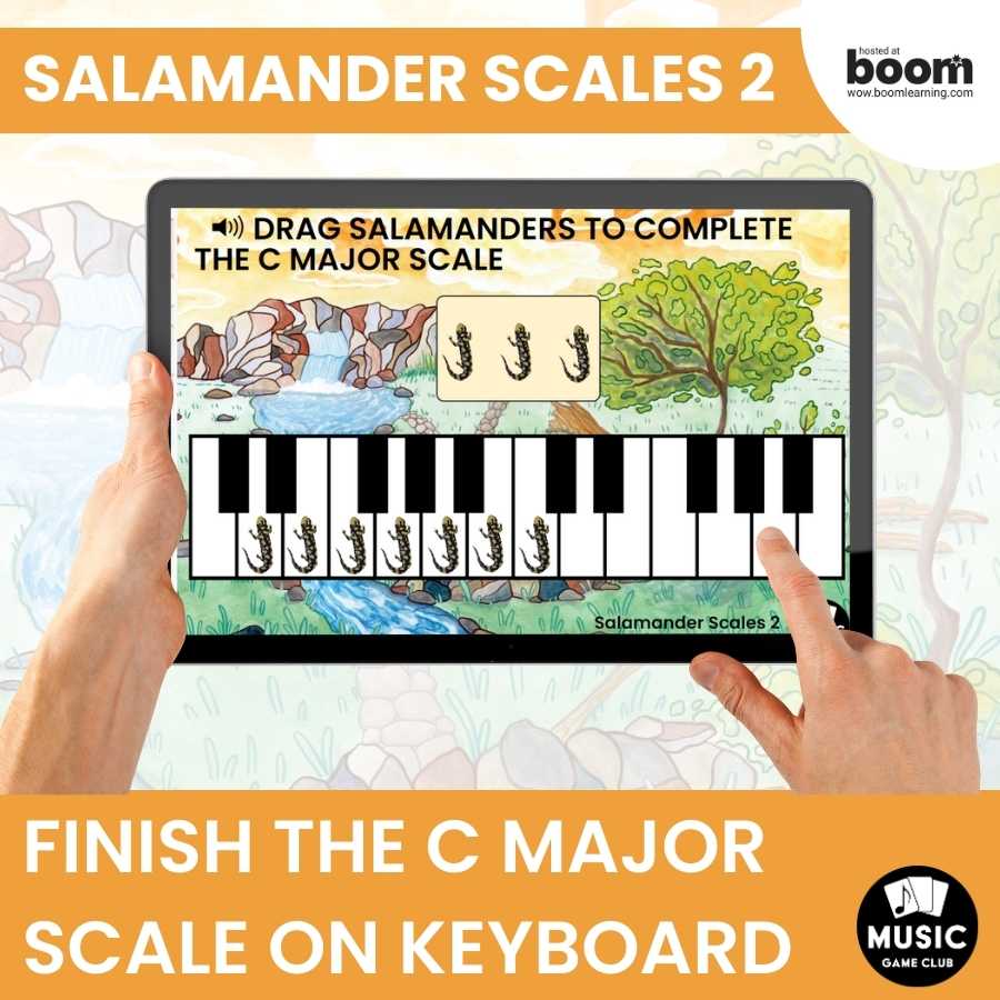 Finish the C Major Scale on Keyboard Boom™ Cards Digital Music Game (Salamander Scales 2)