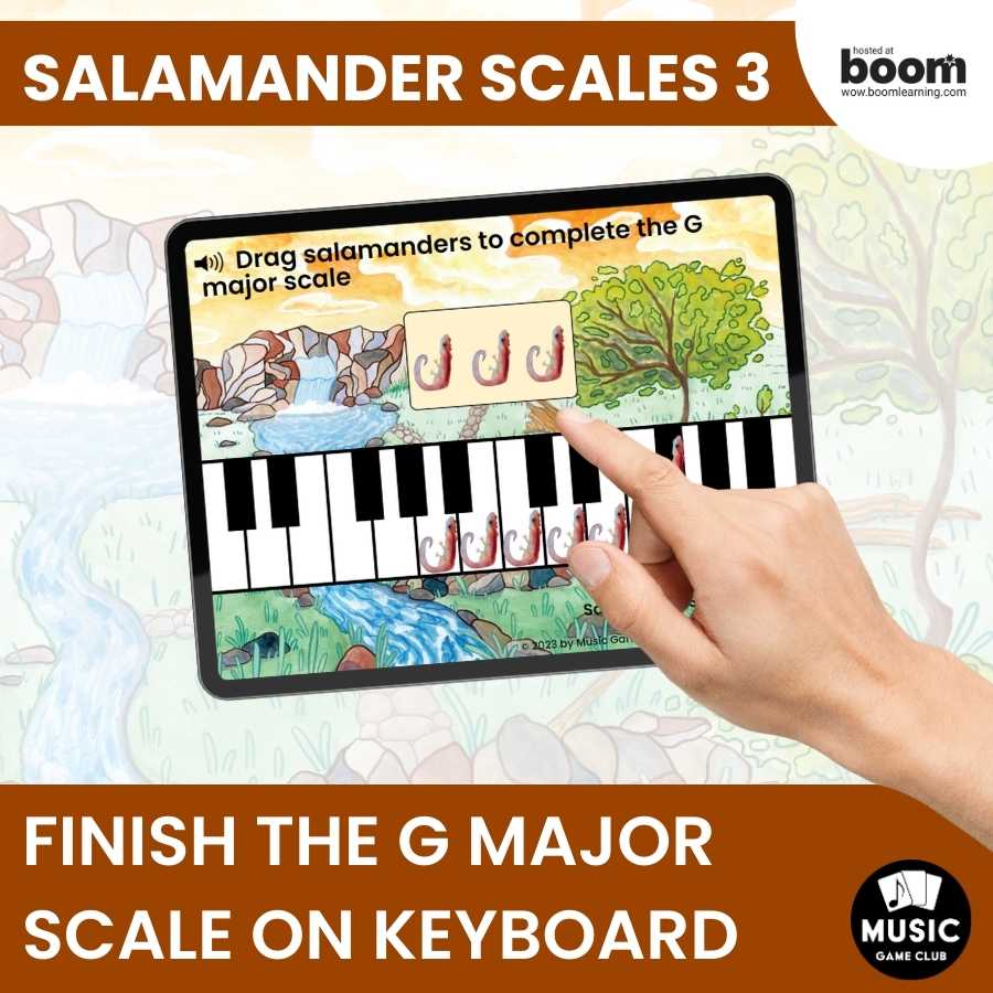 Finish the G Major Scale on Keyboard Boom™ Cards Digital Music Game (Salamander Scales 3)