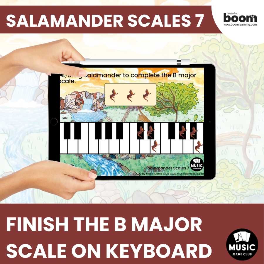 Finish the B Major Scale on Keyboard Boom™ Cards Digital Music Game (Salamander Scales 7)