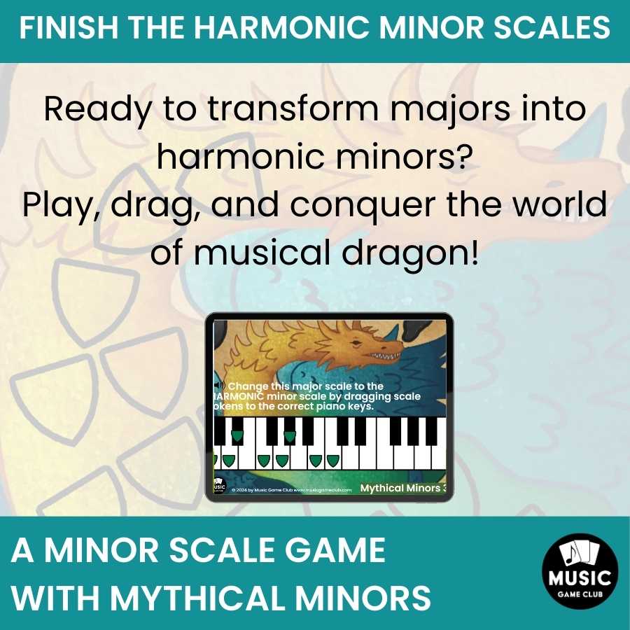 Harmonic Minor Scales on Keyboard  Boom™ Cards Digital Music Game (Mythical Minors 3)