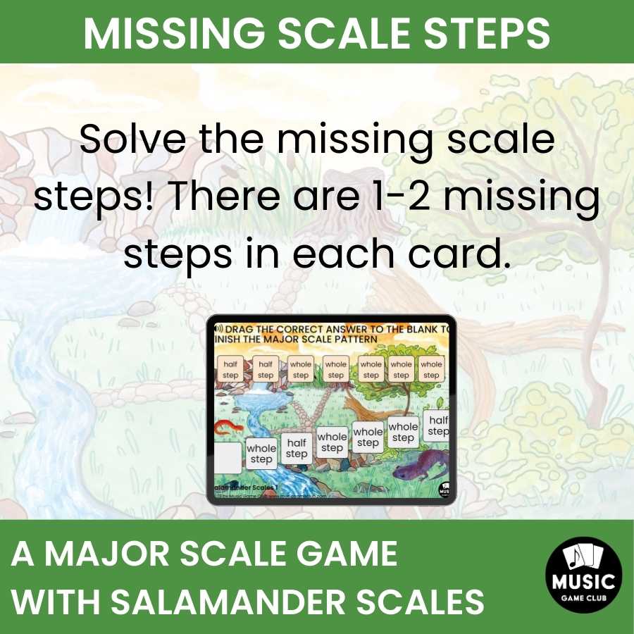 Fill in the Missing Major Scale Step Boom™ Cards Digital Music Game (Salamander Scales 1)