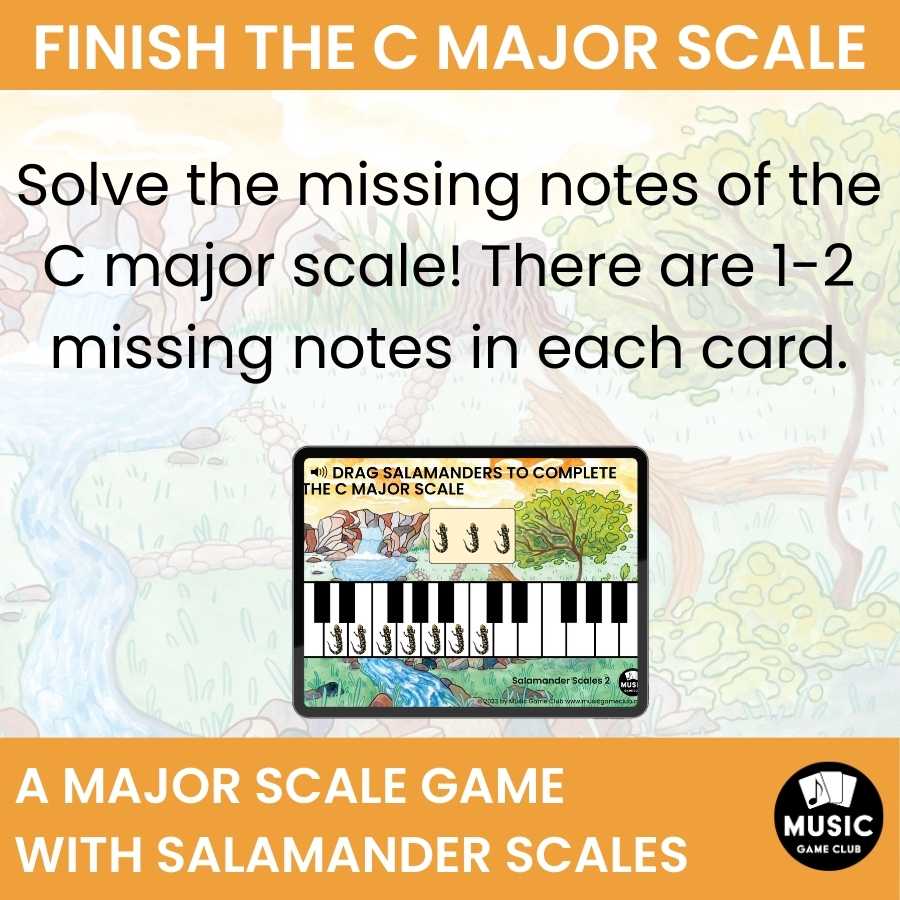 Finish the C Major Scale on Keyboard Boom™ Cards Digital Music Game (Salamander Scales 2)