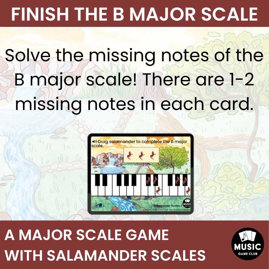 Finish the B Major Scale on Keyboard Boom™ Cards Digital Music Game (Salamander Scales 7)