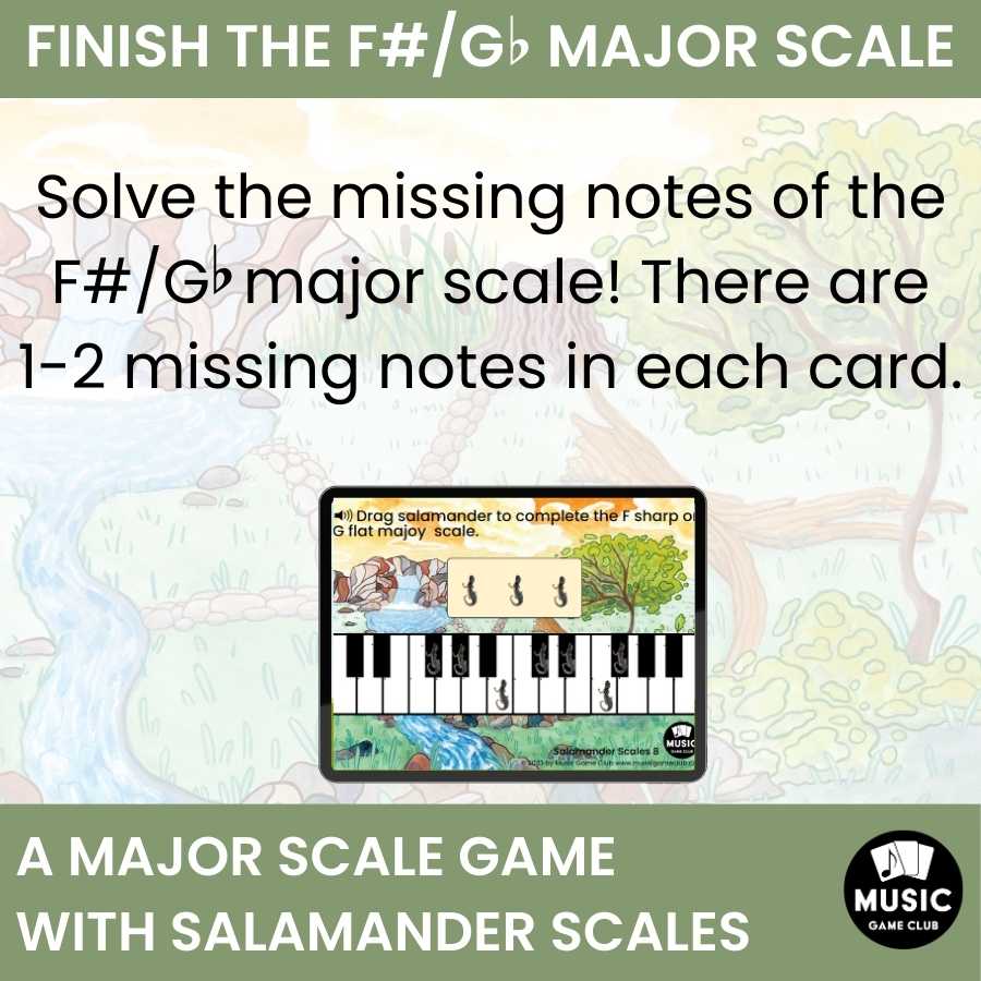 Finish the F#/G-Flat Major Scale on Keyboard Boom™ Cards Digital Music Game (Salamander Scales 8)