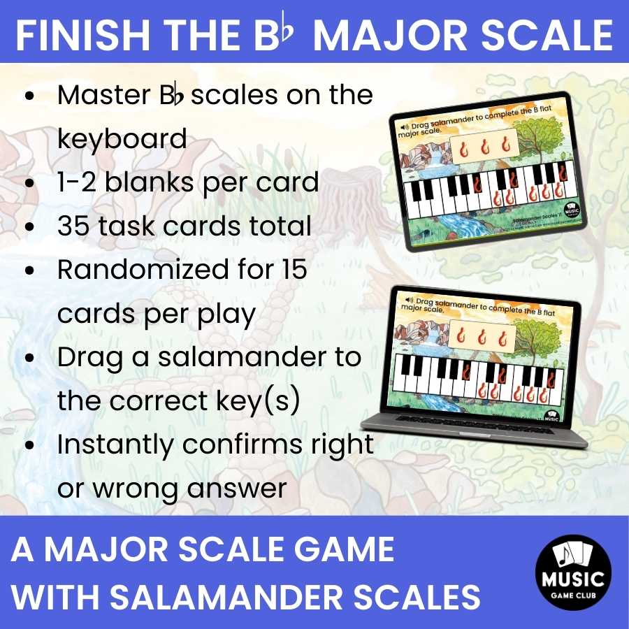 Finish the B-Flat Major Scale on Keyboard Boom™ Cards Digital Music Game (Salamander Scales 11)