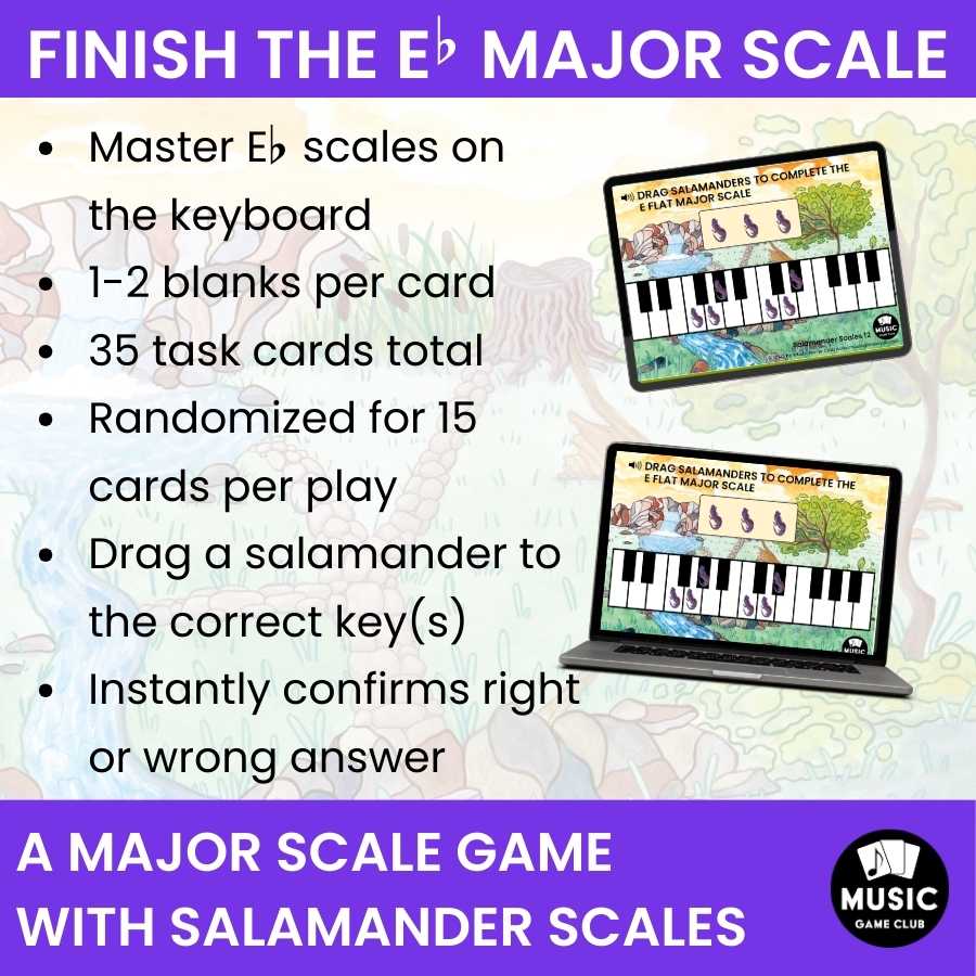 Finish the E-Flat Major Scale on Keyboard Boom™ Cards Digital Music Game (Salamander Scales 12)