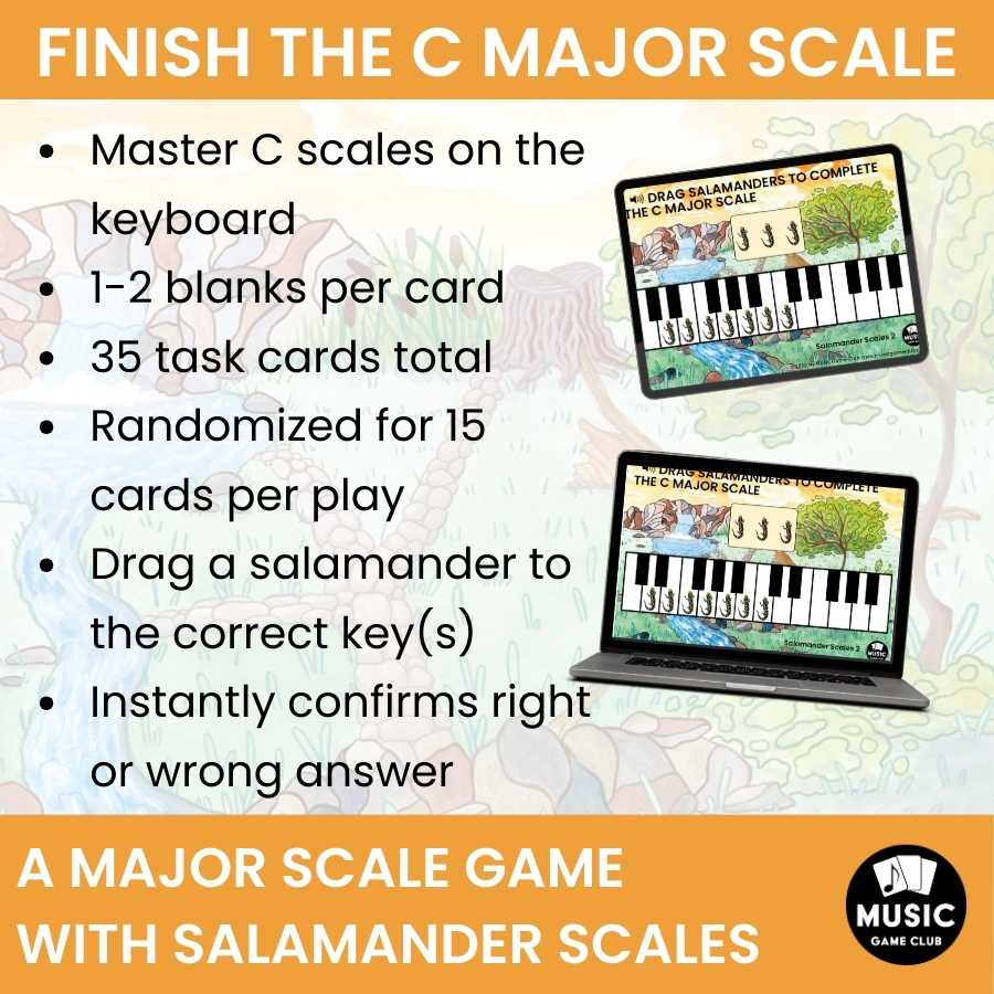 Finish the C Major Scale on Keyboard Boom™ Cards Digital Music Game (Salamander Scales 2)