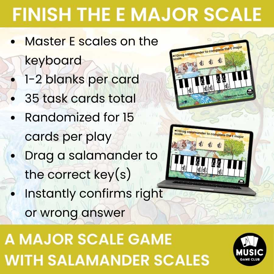 Finish the E Major Scale on Keyboard Boom™ Cards Digital Music Game (Salamander Scales 6)