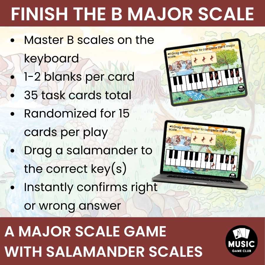 Finish the B Major Scale on Keyboard Boom™ Cards Digital Music Game (Salamander Scales 7)