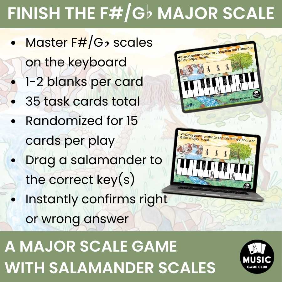 Finish the F#/G-Flat Major Scale on Keyboard Boom™ Cards Digital Music Game (Salamander Scales 8)