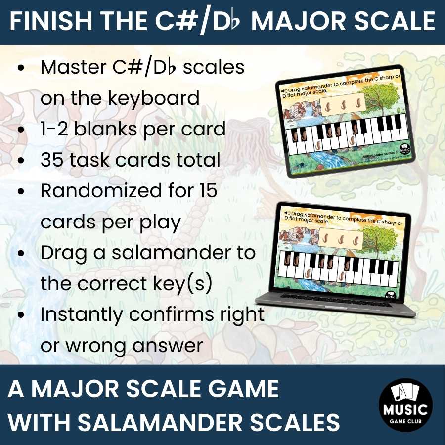 Finish the C#/D-Flat Major Scale on Keyboard Boom™ Cards Digital Music Game (Salamander Scales 9)