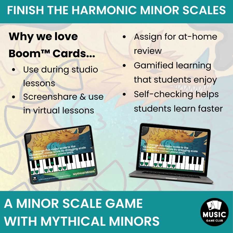 Harmonic Minor Scales on Keyboard  Boom™ Cards Digital Music Game (Mythical Minors 3)