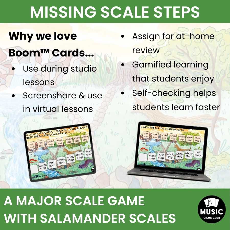 Fill in the Missing Major Scale Step Boom™ Cards Digital Music Game (Salamander Scales 1)