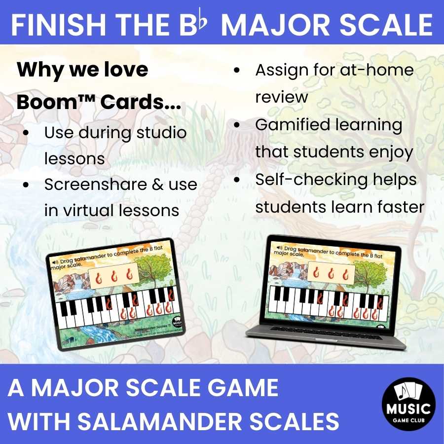 Finish the B-Flat Major Scale on Keyboard Boom™ Cards Digital Music Game (Salamander Scales 11)