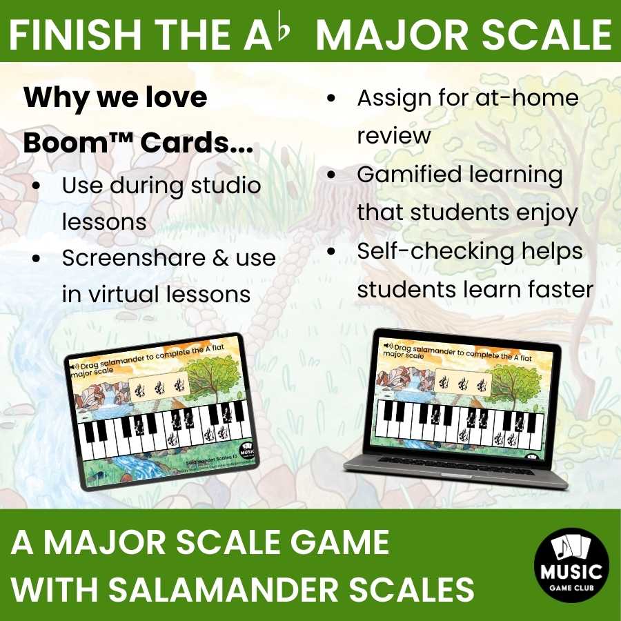 Finish the A-Flat Major Scale on Keyboard Boom™ Cards Digital Music Game (Salamander Scales 13)