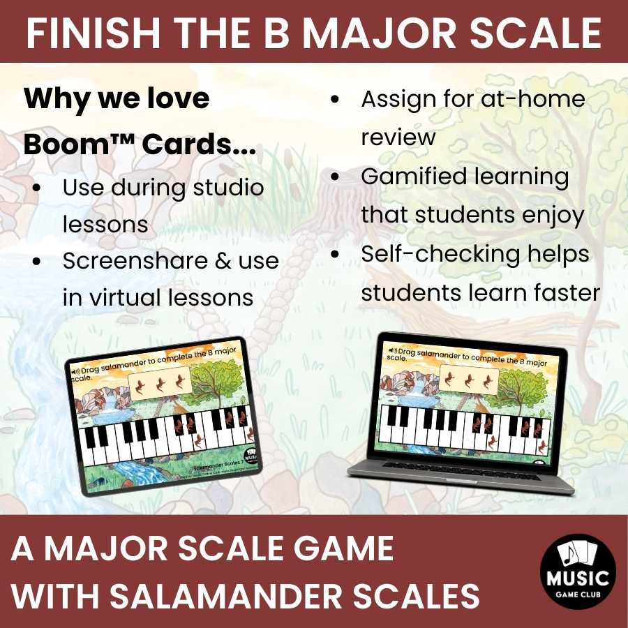 Finish the B Major Scale on Keyboard Boom™ Cards Digital Music Game (Salamander Scales 7)