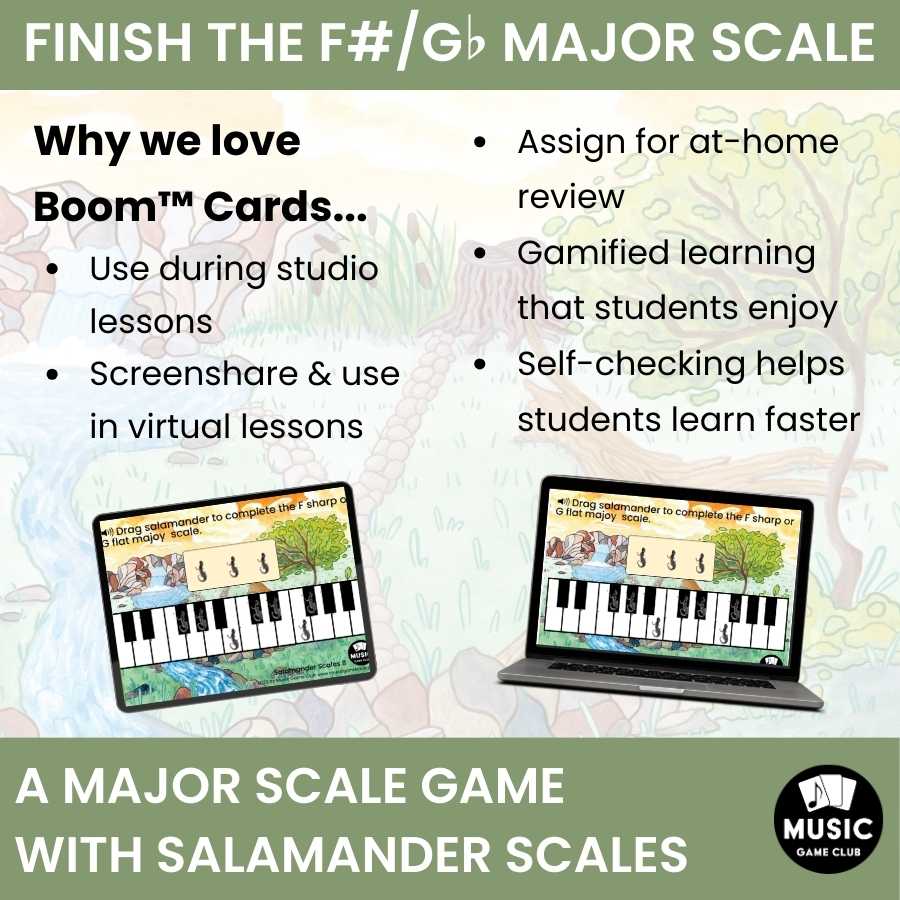 Finish the F#/G-Flat Major Scale on Keyboard Boom™ Cards Digital Music Game (Salamander Scales 8)