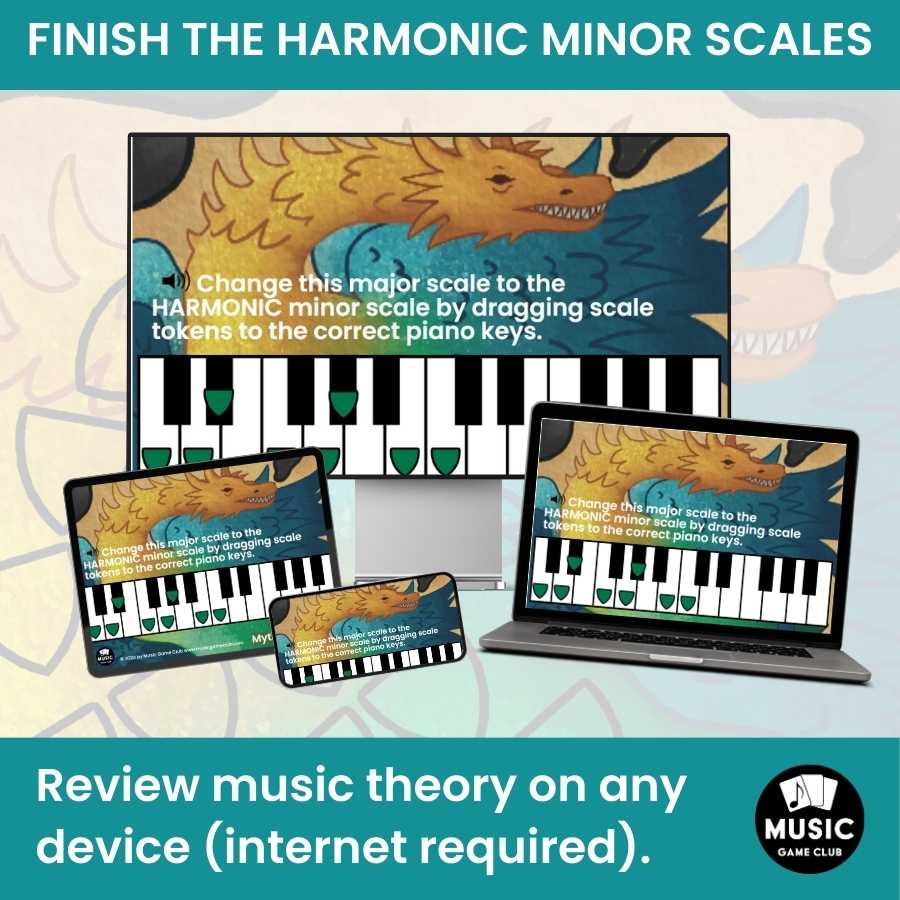 Harmonic Minor Scales on Keyboard  Boom™ Cards Digital Music Game (Mythical Minors 3)