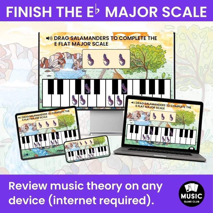 Finish the E-Flat Major Scale on Keyboard Boom™ Cards Digital Music Game (Salamander Scales 12)