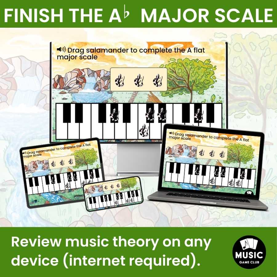 Finish the A-Flat Major Scale on Keyboard Boom™ Cards Digital Music Game (Salamander Scales 13)