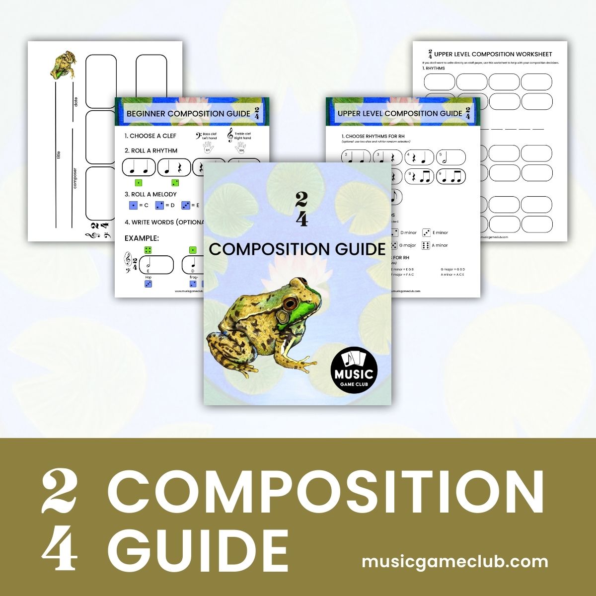 2/4 Composition Guide in C - teach students to compose music in 2/4 - Printable