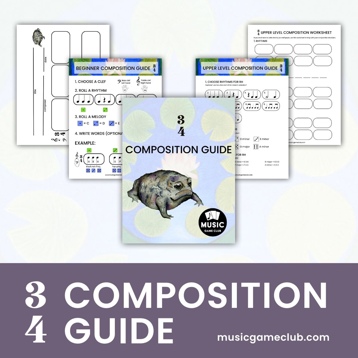 3/4 Composition Guide in C - teach students to compose music in 3/4 - Printable