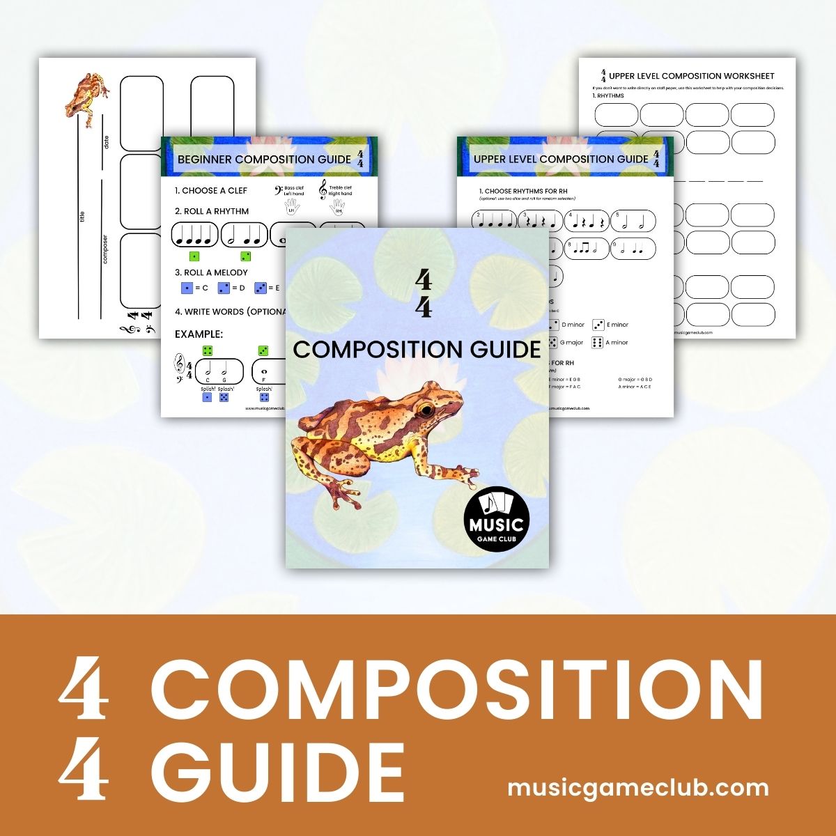 4/4 Composition Guide in C - teach students to compose music in 4/4 - Printable