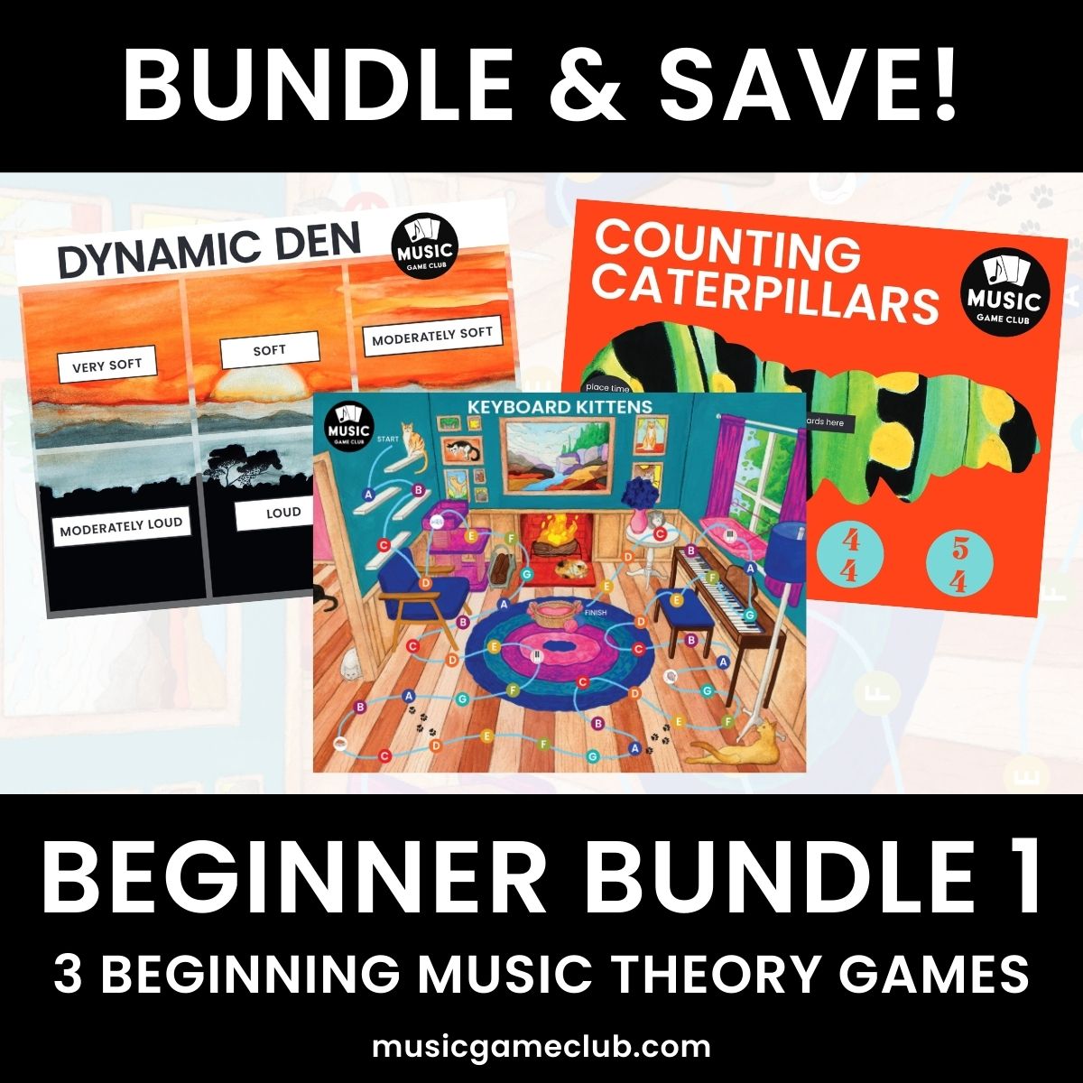 Beginner Bundle 1 - Beginning Music Theory Games - Printable