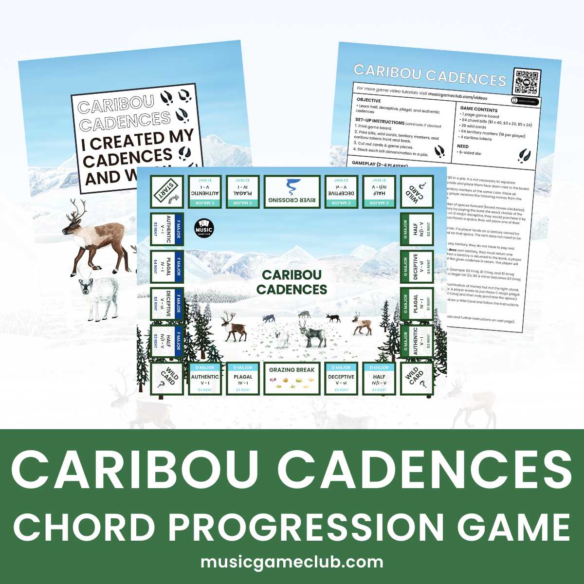 Caribou Cadences Chord Progression Game - Printable