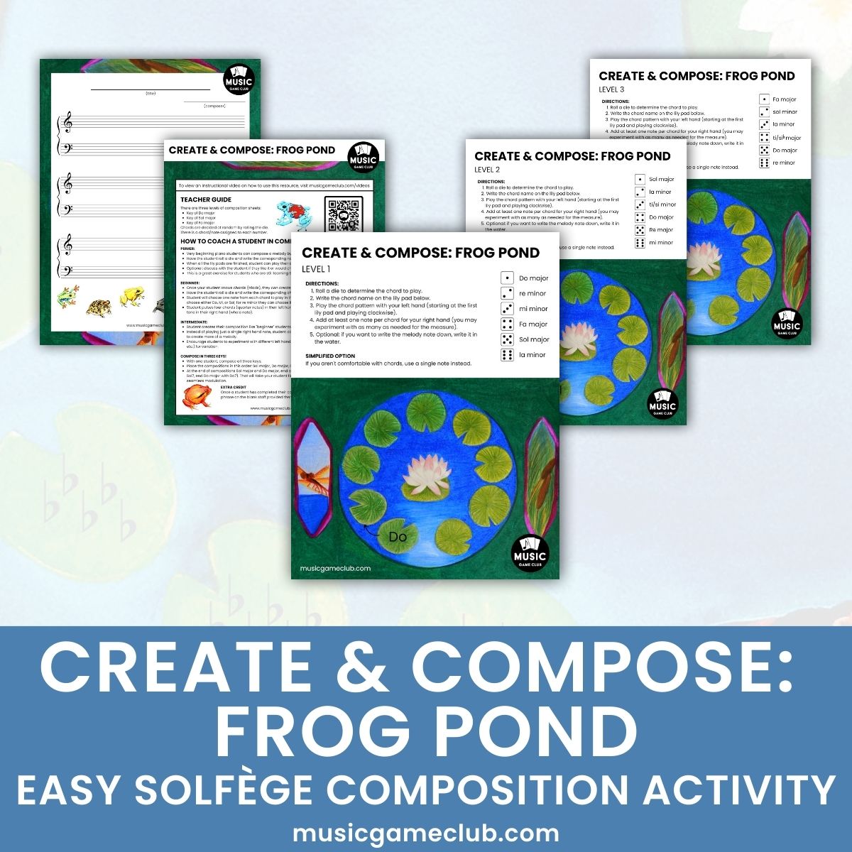 Create &amp;amp; Compose: Frog Pond easy SOLFÈGE composition activity