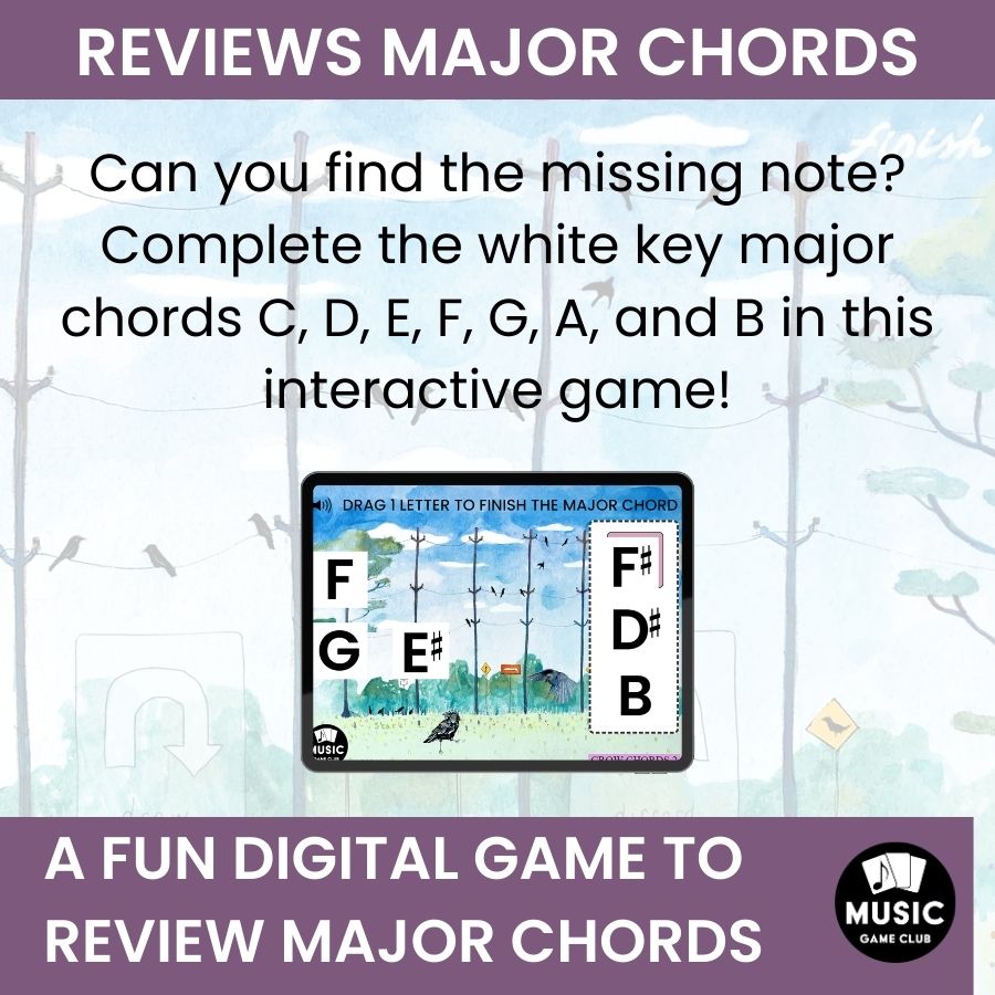 Fill in the White Key Major Chords (Crow Chords 5) Boom™ Cards Digital Music Game