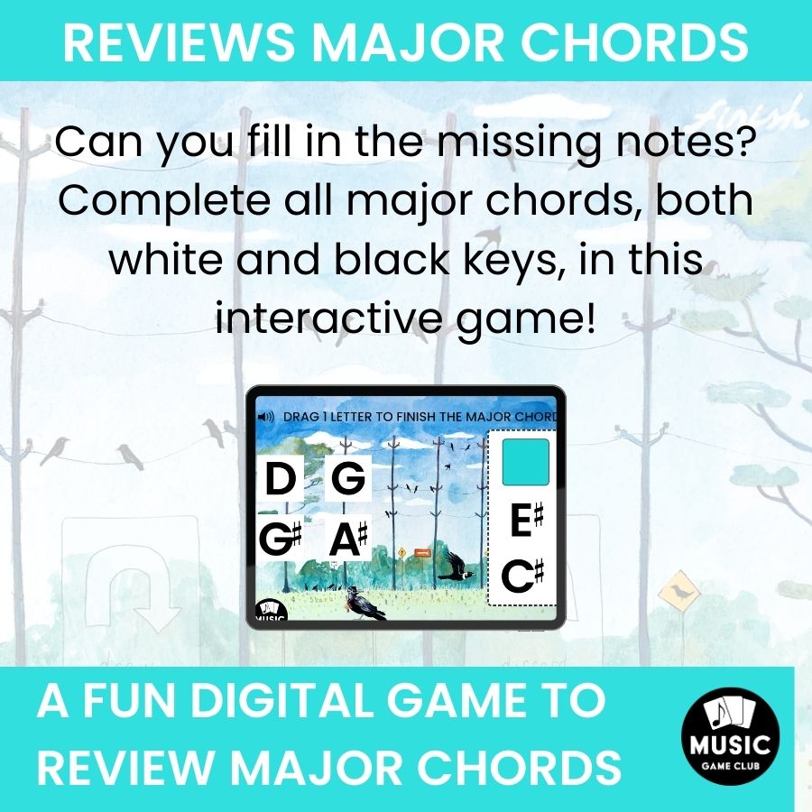 Fill in the Major Chords ALL Keys (Crow Chords 6) Boom™ Cards Digital Music Game