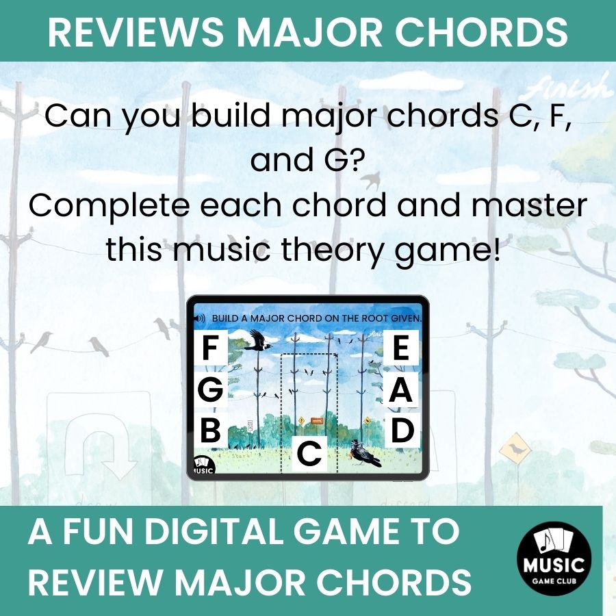 Build Major Chords C, F, G (Crow Chords 1) Boom™ Cards Digital Music Game