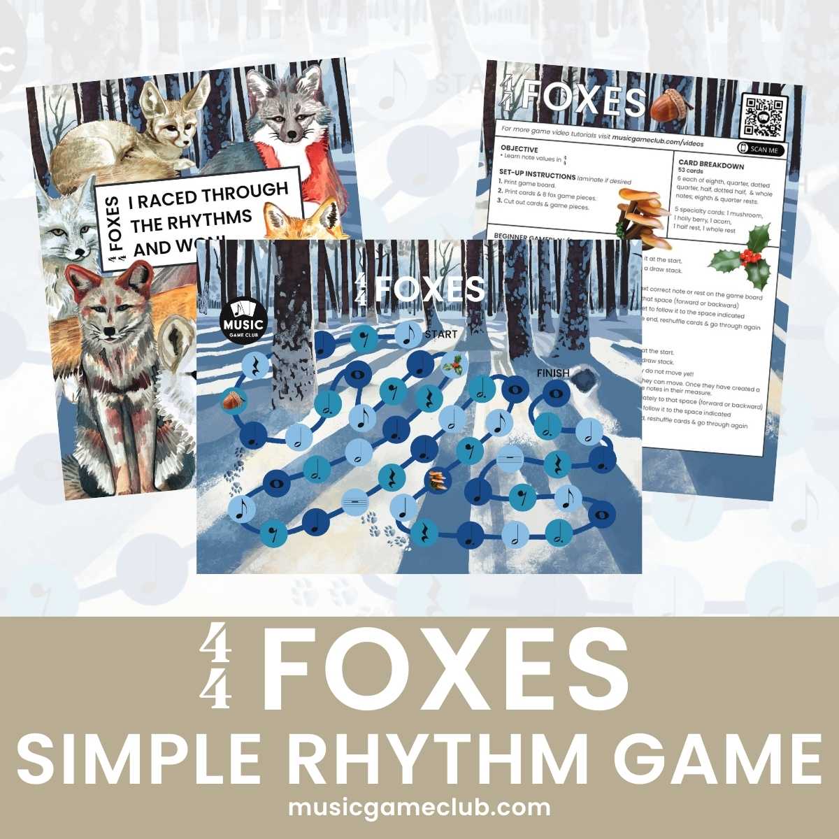 4/4 Foxes Simple Rhythm Game - Printable