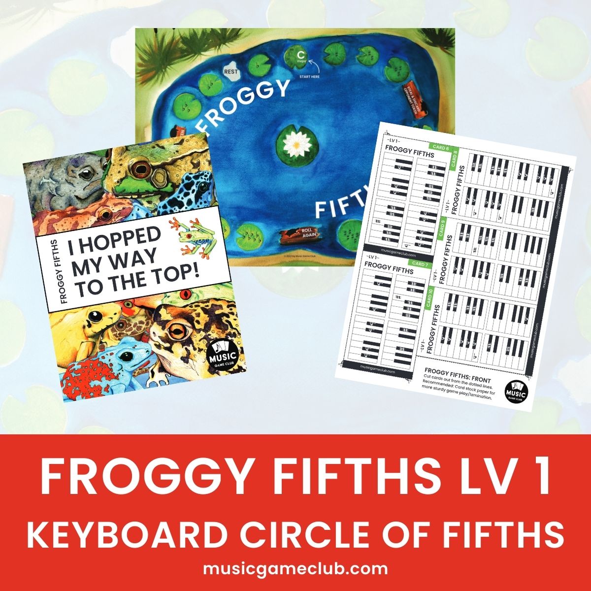 Froggy Fifths Level 1: Circle of Fifths Music Game with Piano Keys - Printable