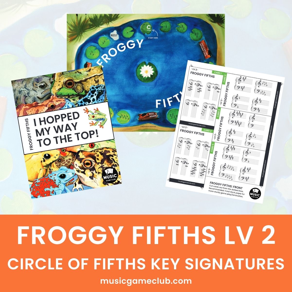 Froggy Fifths Level 2: Circle of Fifths Music Game with Key Signatures - Printable