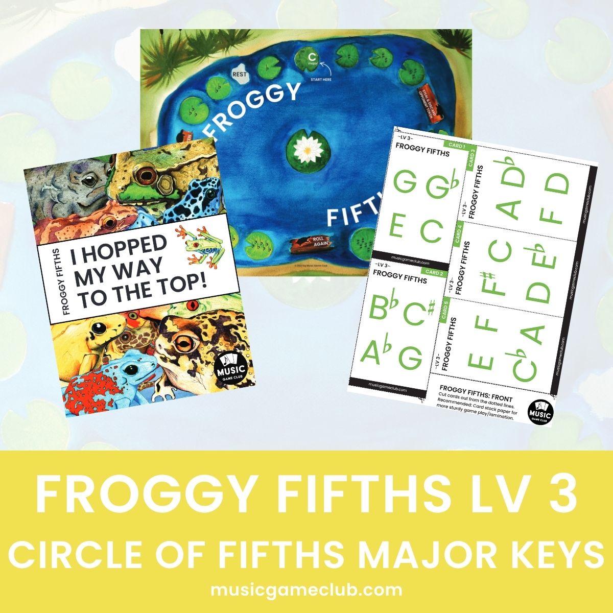 Froggy Fifths Level 3: Circle of Fifths Music Game with Major Keys - Printable