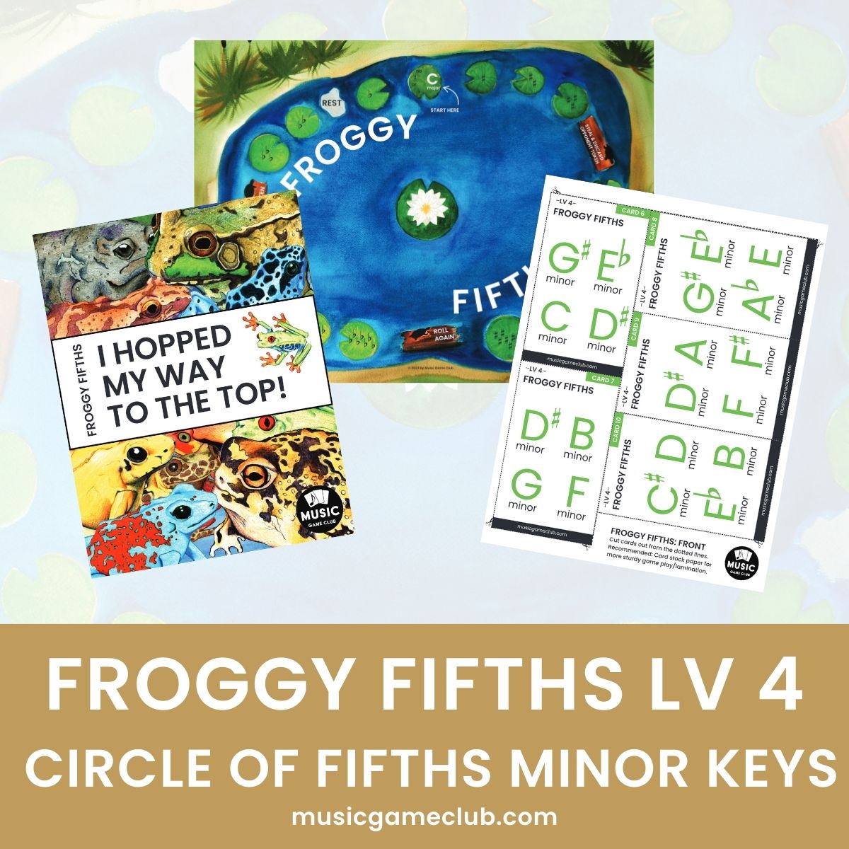 Froggy Fifths Level 4: Circle of Fifths Music Game with minor Keys - Printable