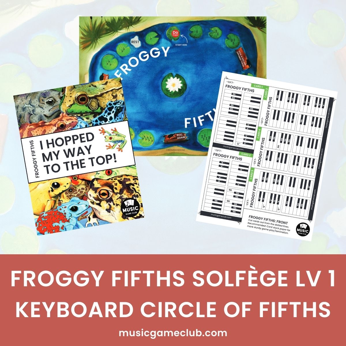 Froggy Fifths Solfège Level 1: Circle of Fifths Music Game with Piano Keys - Printable