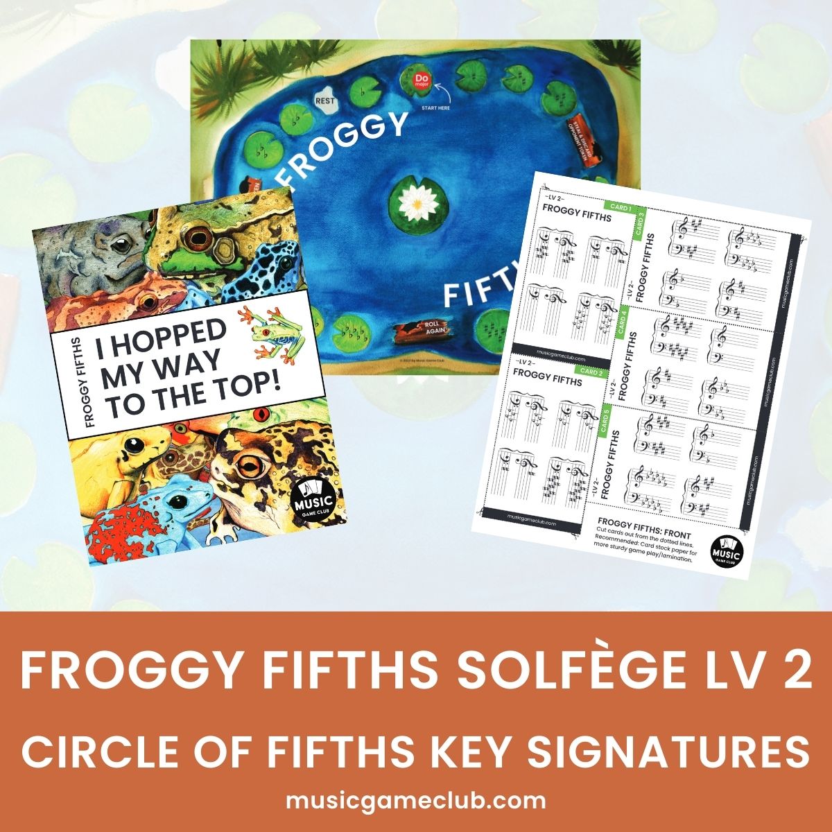 Froggy Fifths Solfège Level 2: Circle of Fifths Music Game with Key Signatures - Printable