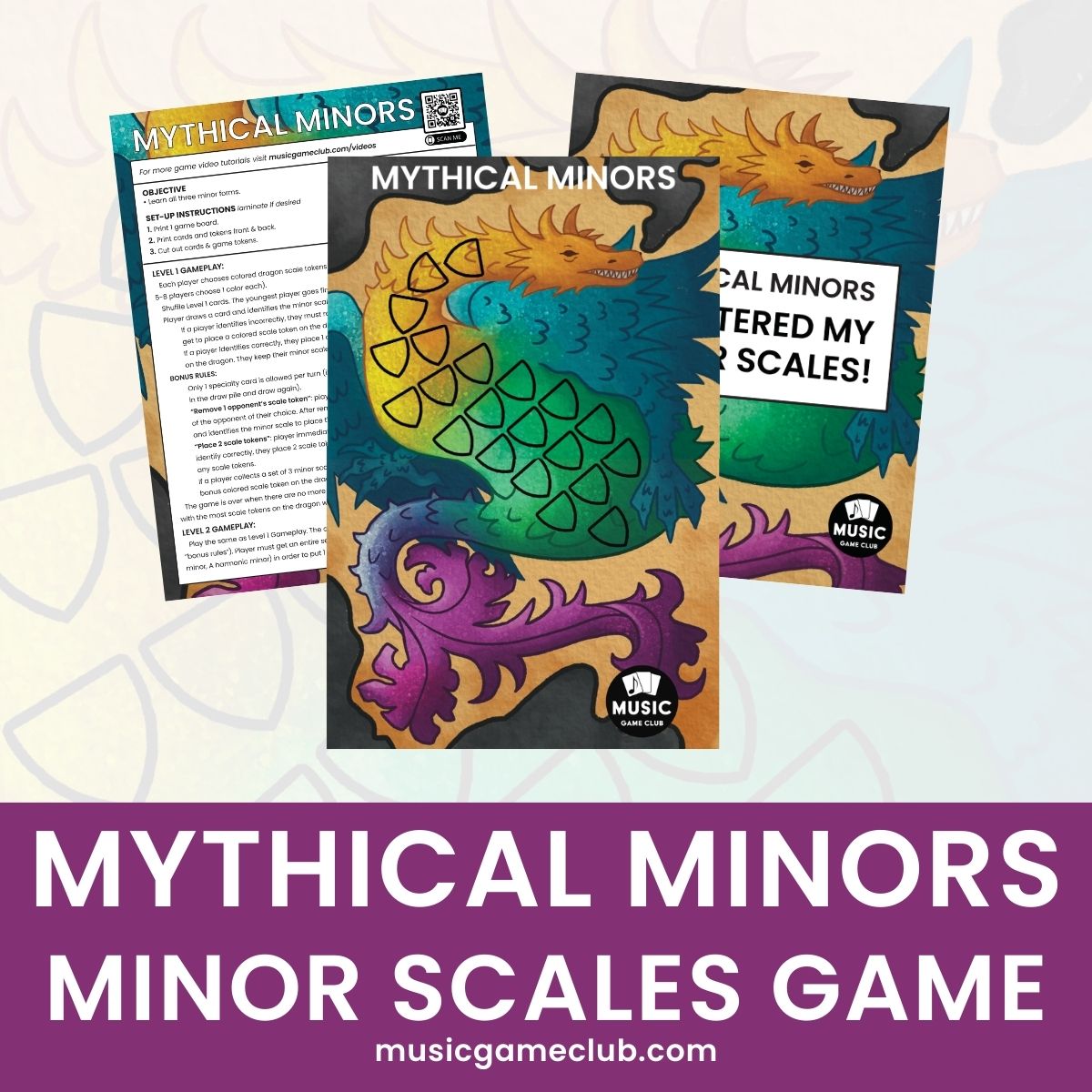 Mythical Minors Music Theory Game Minor Scales - Printable