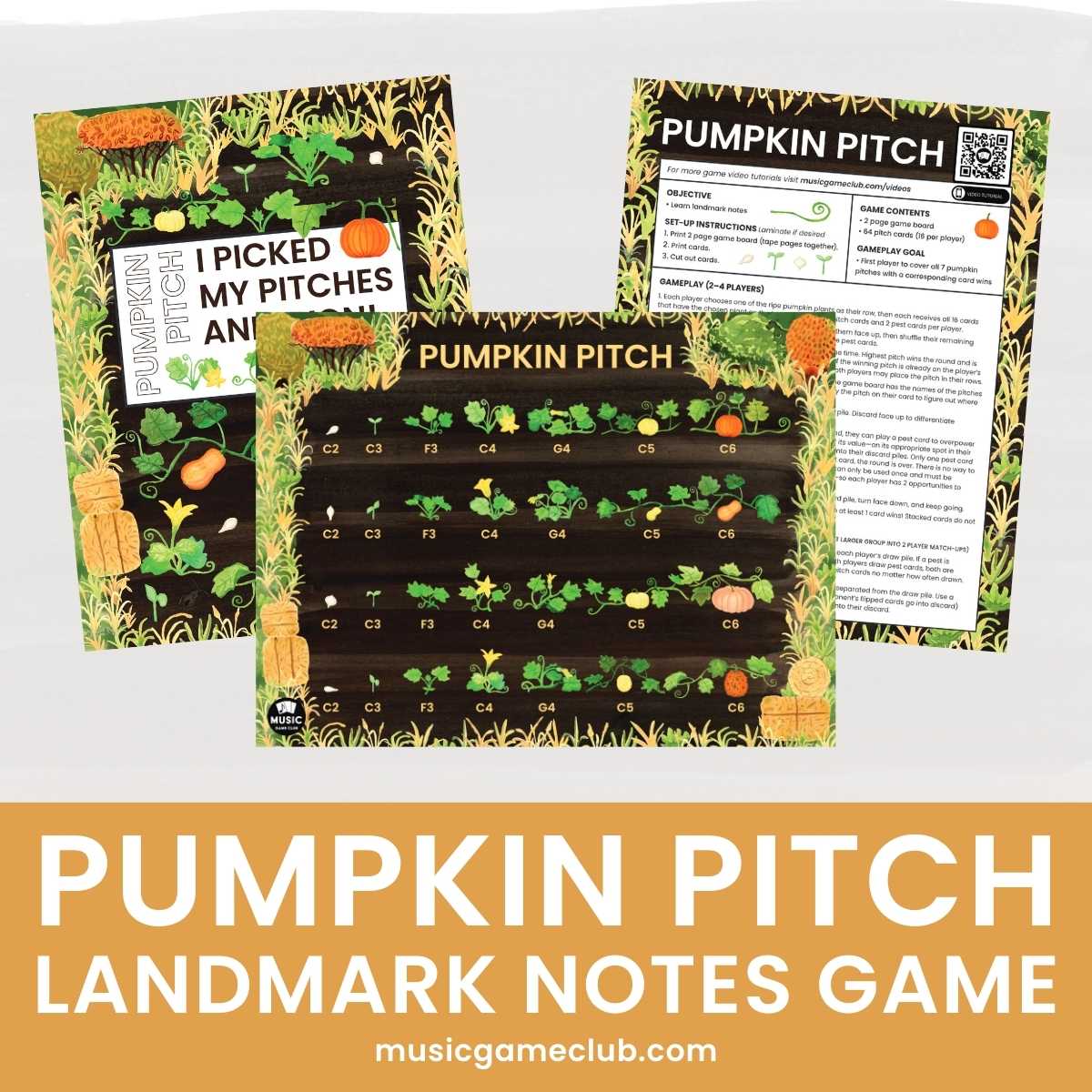 Pumpkin Pitch Landmark Notes Game - Printable + MEMBER BONUSES