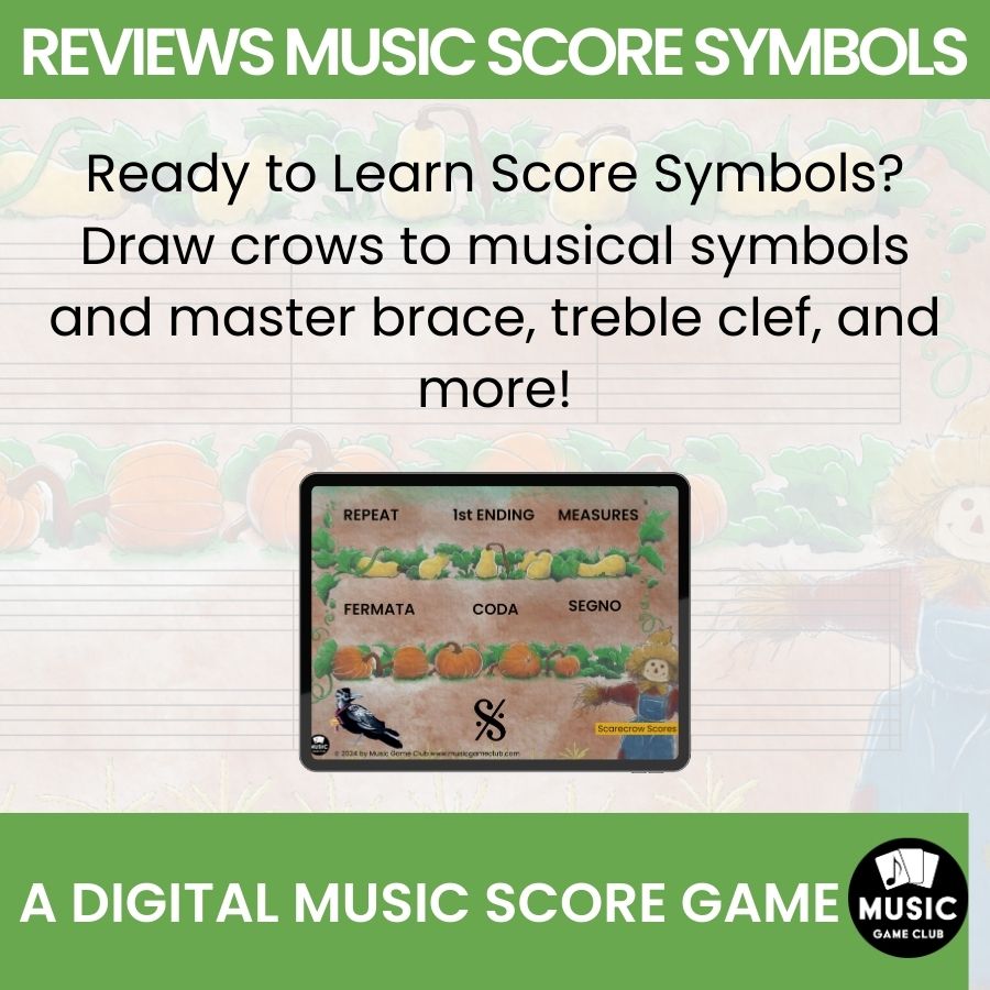 Beginning Score Symbols (Scarecrow Scores 3) Boom™ Cards Digital Music Game