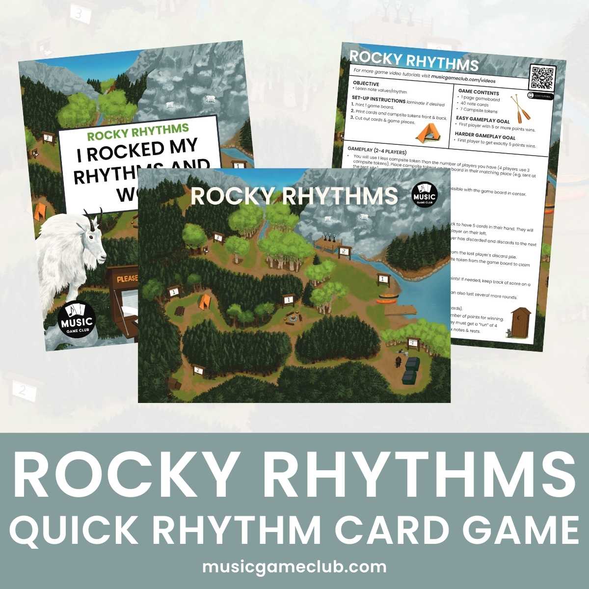 Rocky Rhythms Quick Rhythm Card Game - Printable